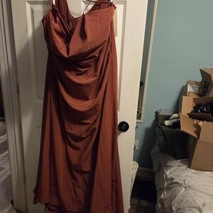 David's Bridal Backless Dress in Rust CINNAMON